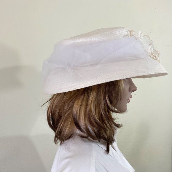 Betmar N Y Women's Church Derby Hat paper Tulle 3-D flower about 22” IC - Picture 6 of 11